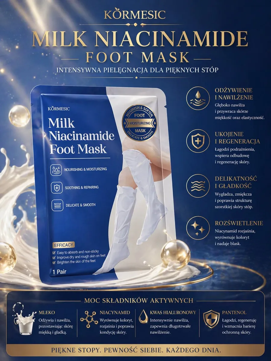 Maseczka na stopy Milk Niacynamide KÖRMESIC 1 para