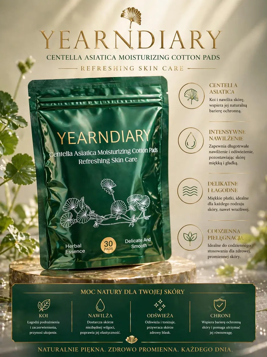 Yearn Diary Centella Asiatica Płatki Bawełniane Nawilżające 30szt