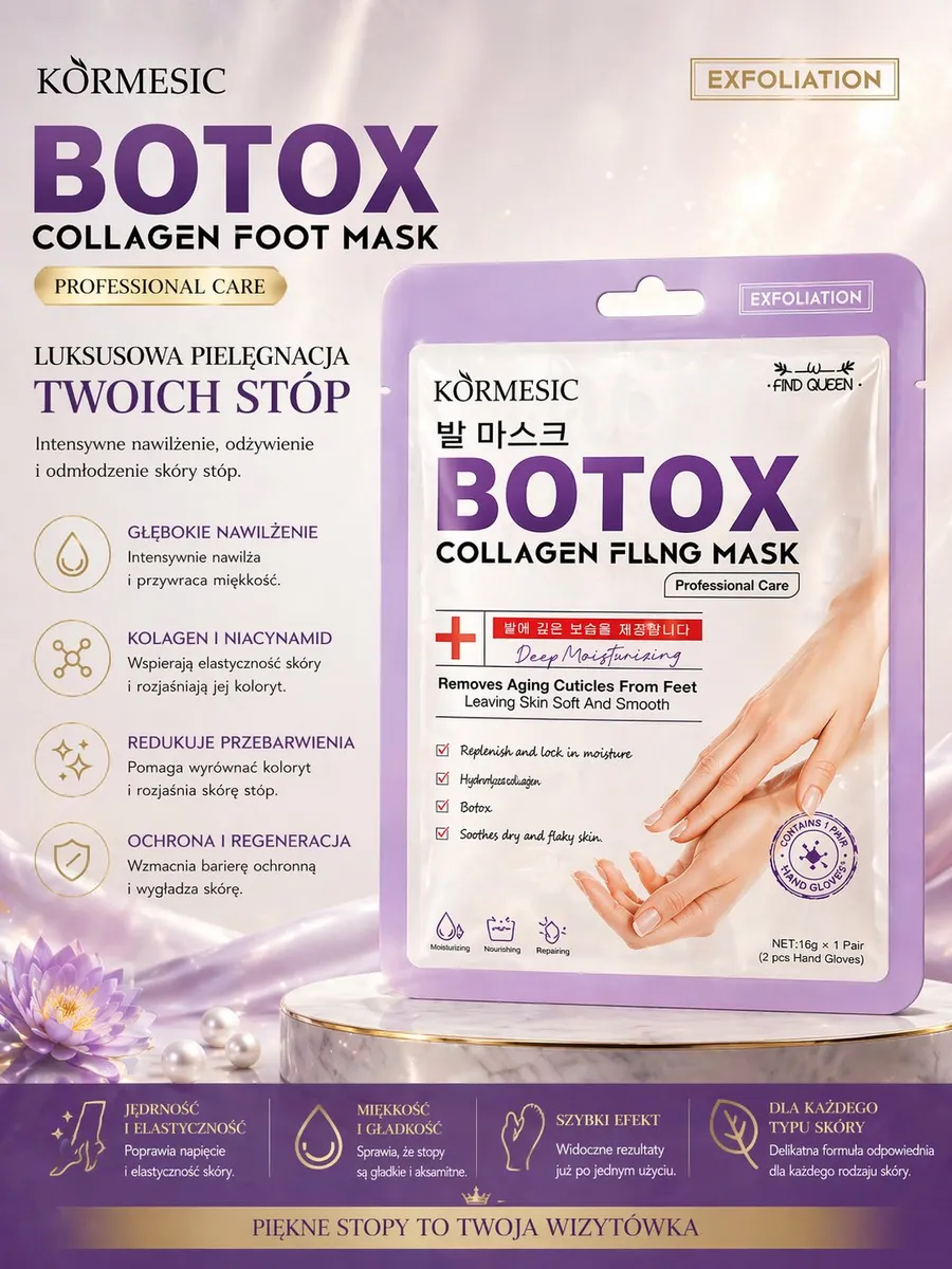 KörMesic Botox Collagen Foot Mask luksusowa pielęgnacja stóp