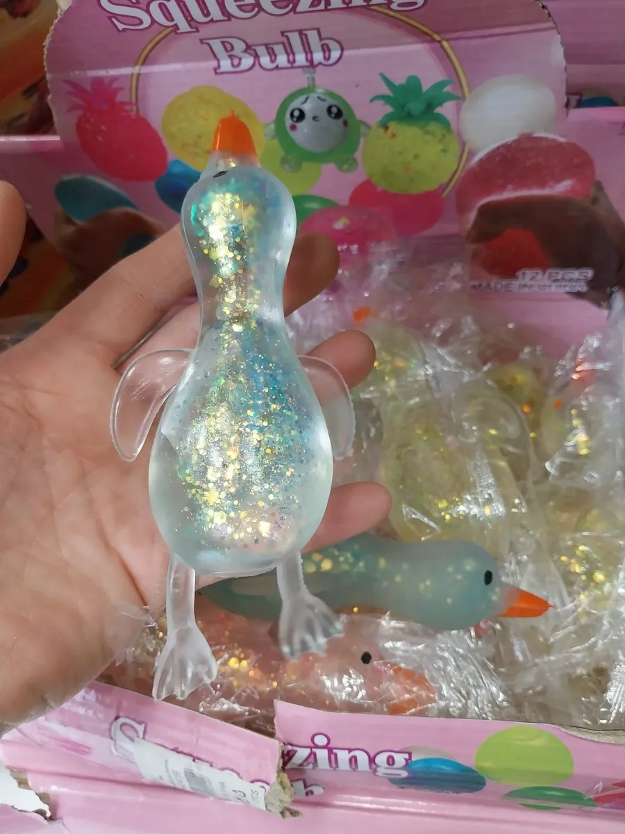 Squeezing Bulb Kaczka Glitter Biała Prześwitująca