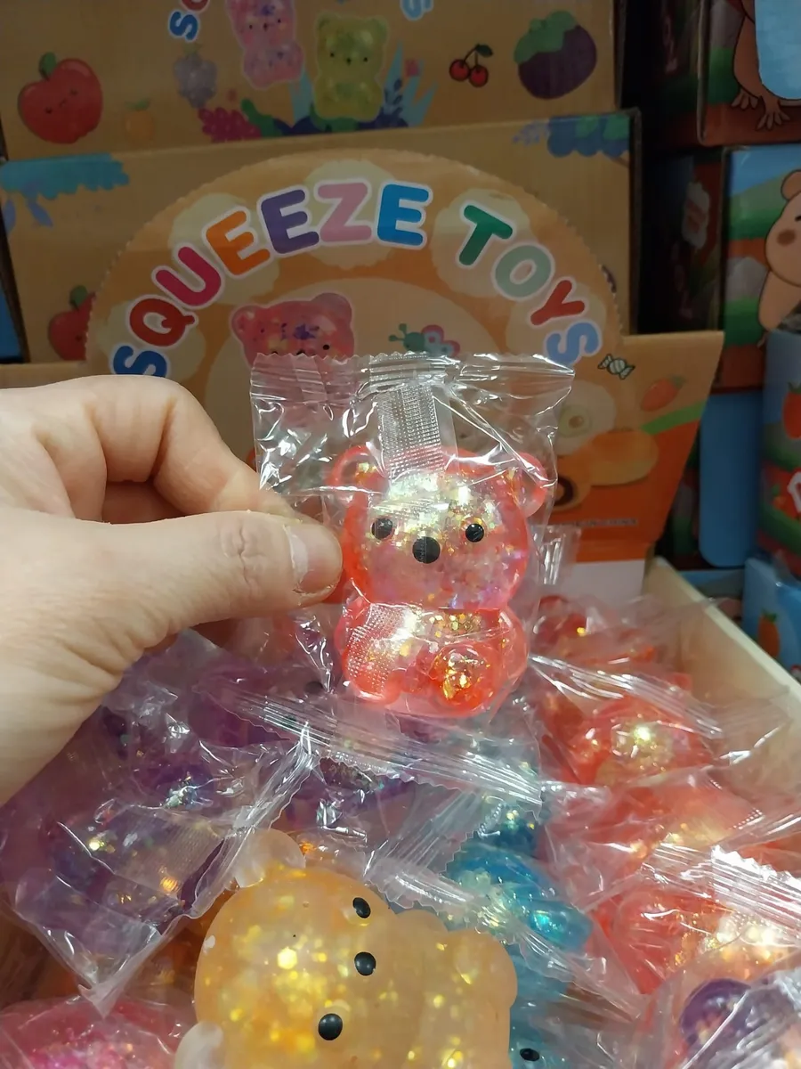 Gniotek Squeeze Toy Miś Różowy z Brokatem