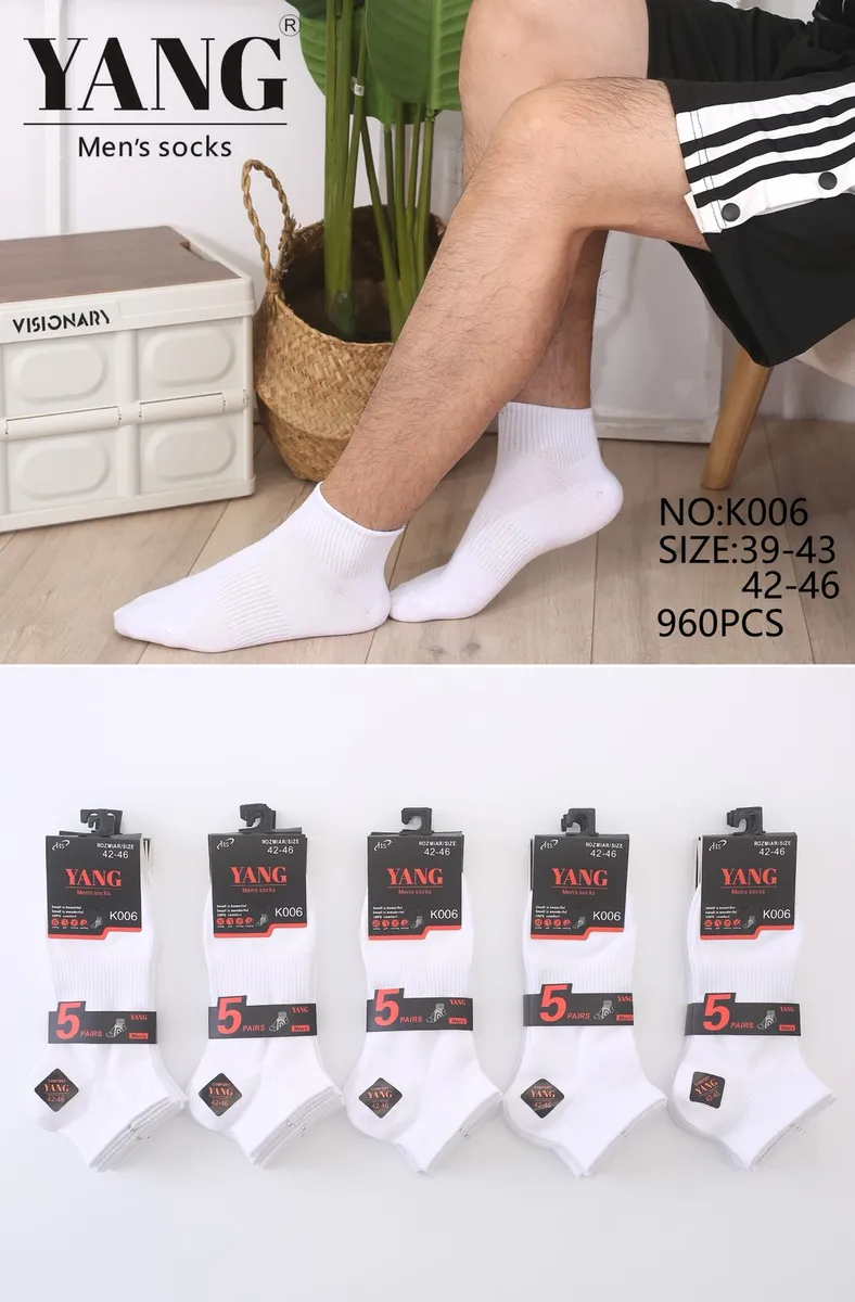 Skarpetki męskie Yang białe rozmiar 42-46 NO:K006
