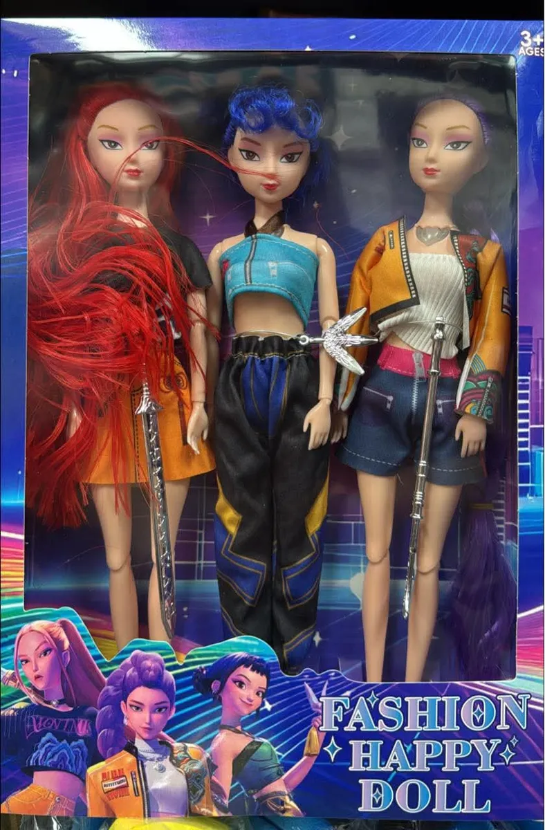 Zestaw 3 lalek Fashion Happy Doll czerwono-niebiesko-fioletowe