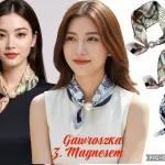 Gawroszka damska wzorzysta z magnesem perłowym