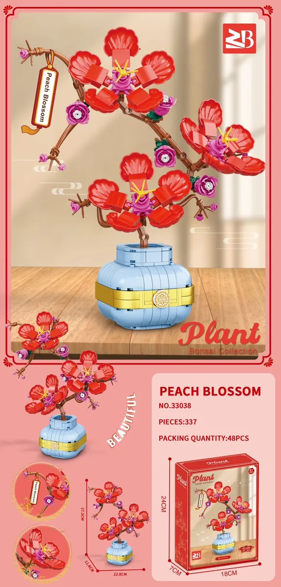 Zestaw klocków Plant Peach Blossom 337 pcs czerwony kwiat