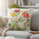 Poszewka na poduszkę 42x42 tulipany kolorowe