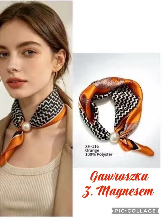 Gawroszka Pomarańczowa z Wzorem Zygzak 100% Poliester