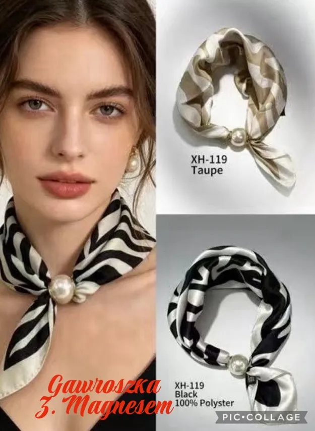 Gawroszka z magnesem czarno-biała 100% poliester