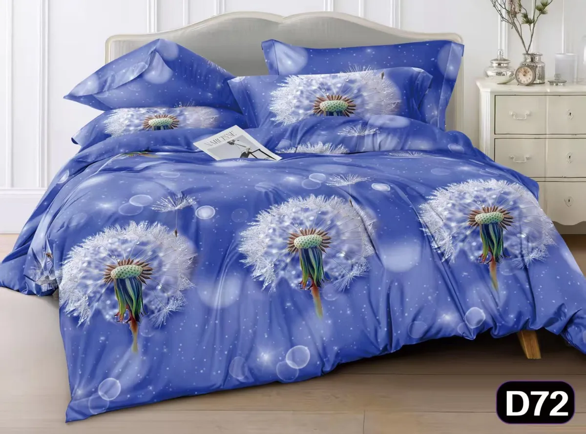 Komplet pościeli Milano 5D satyna bawełniana 200/220 niebieski dymek