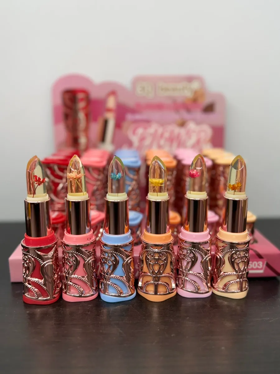 Szminka kwiatowa z prawdziwym kwiatem wielokolorowa