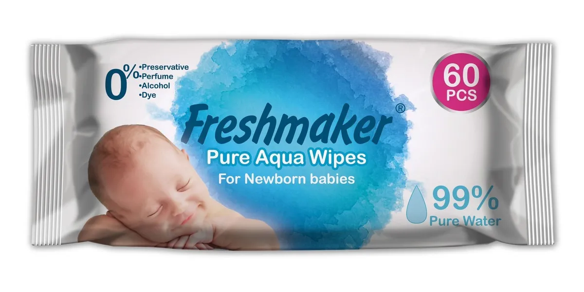 Freshmaker Pure Aqua Wipes chusteczki dla noworodków 60 szt