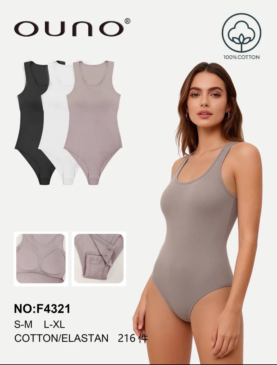 Ounoono Body damskie bawełniane S-XXL czarny/biały/szary
