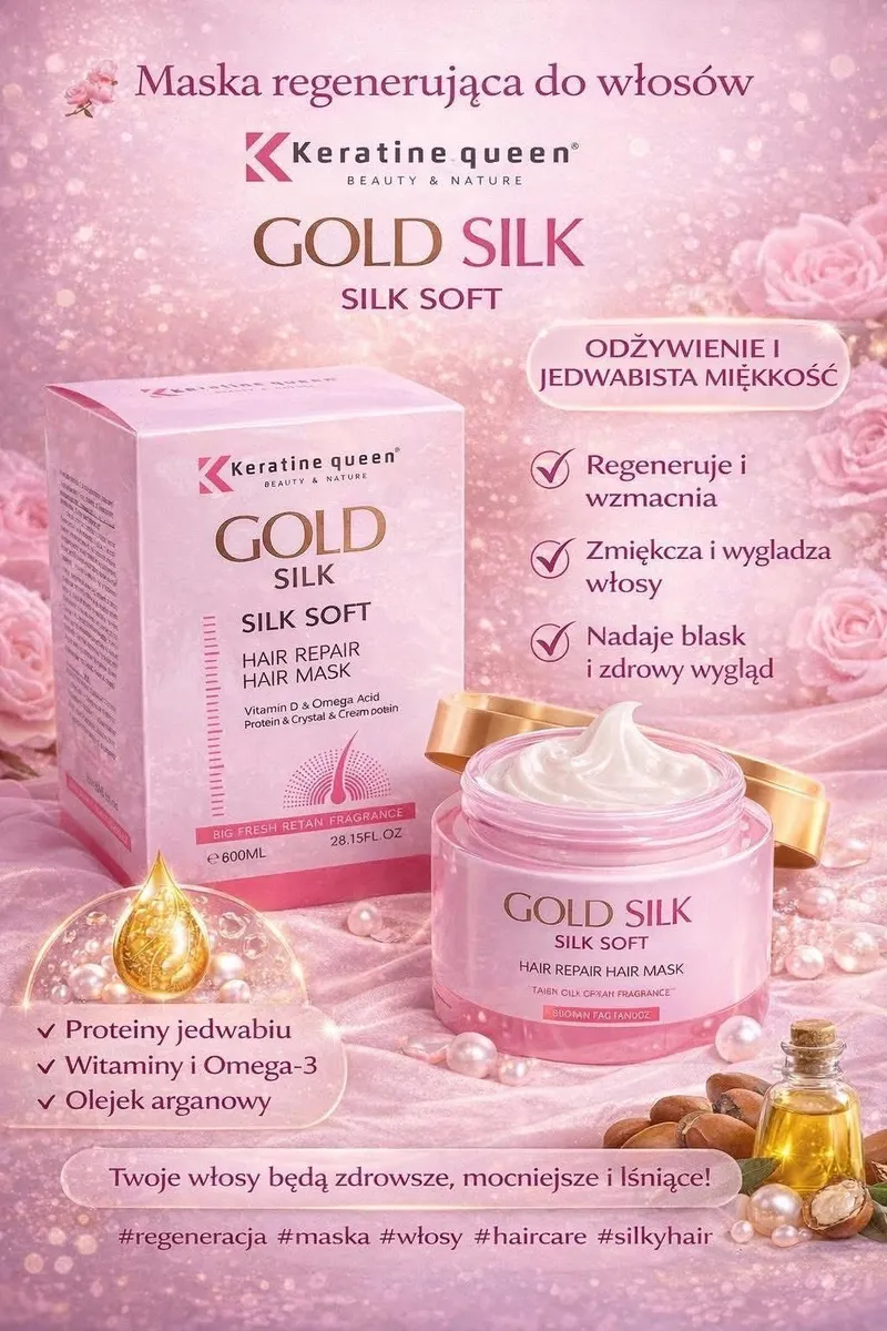 Maska Keratine Queen Gold Silk Silk Soft 600ml