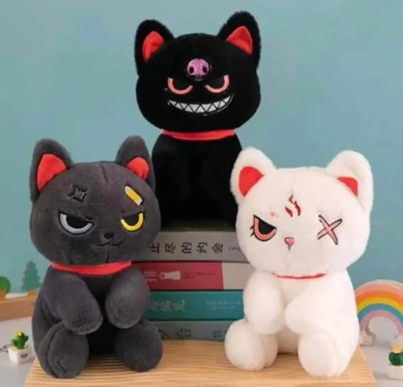 Pluszowe maskotki koty w stylu anime czarny szary biały