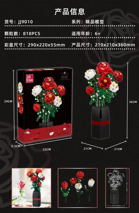 Zestaw klocków JIESTAR Rose Bouquet 818 elementów
