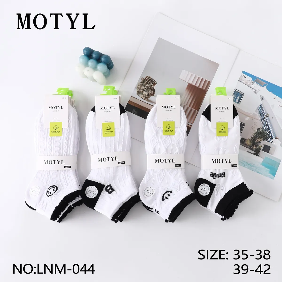 Skarpetki Motyl damskie białe 5 par rozmiar 35-42