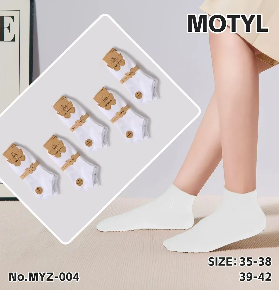 Motylki Białe Skarpetki Stopki rozmiar 35-38/39-42