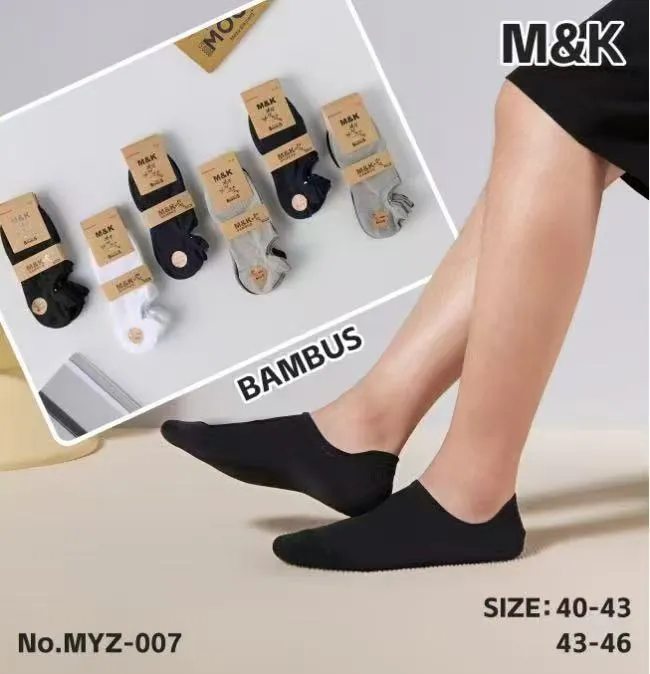 Skarpetki bambusowe M&K stopki 40-46 czarny szary biały