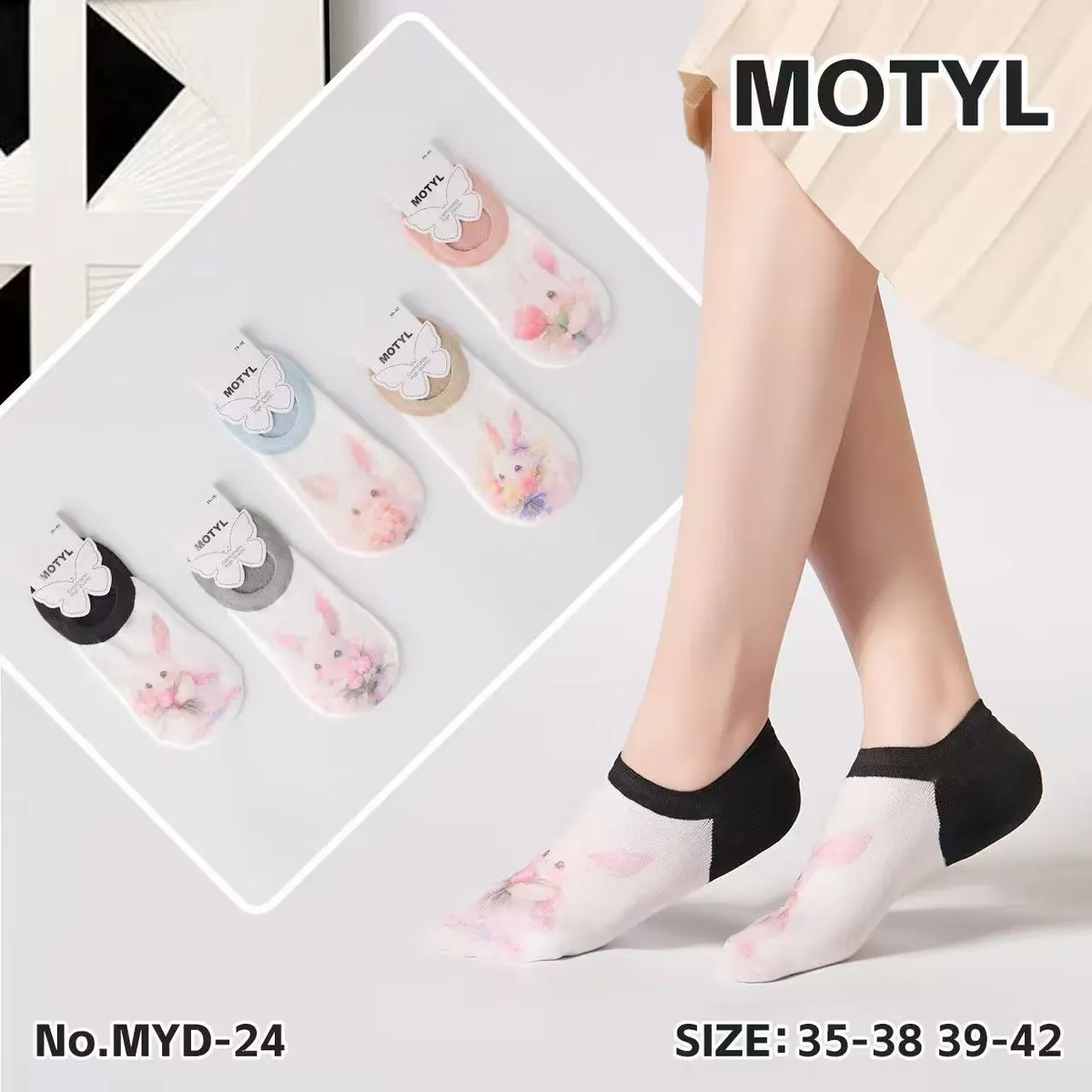 Skarpetki Motyl z Królikami Wielokolorowe Rozmiar 35-42