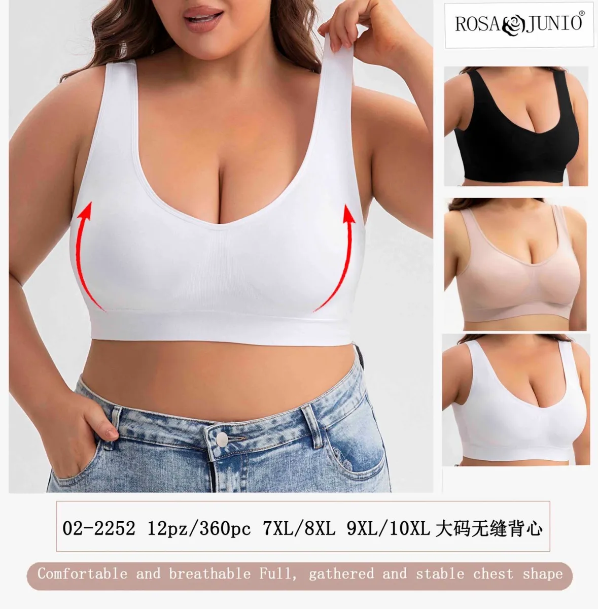 Bralette Rosa & Junio Plus Size Biały 7XL-10XL