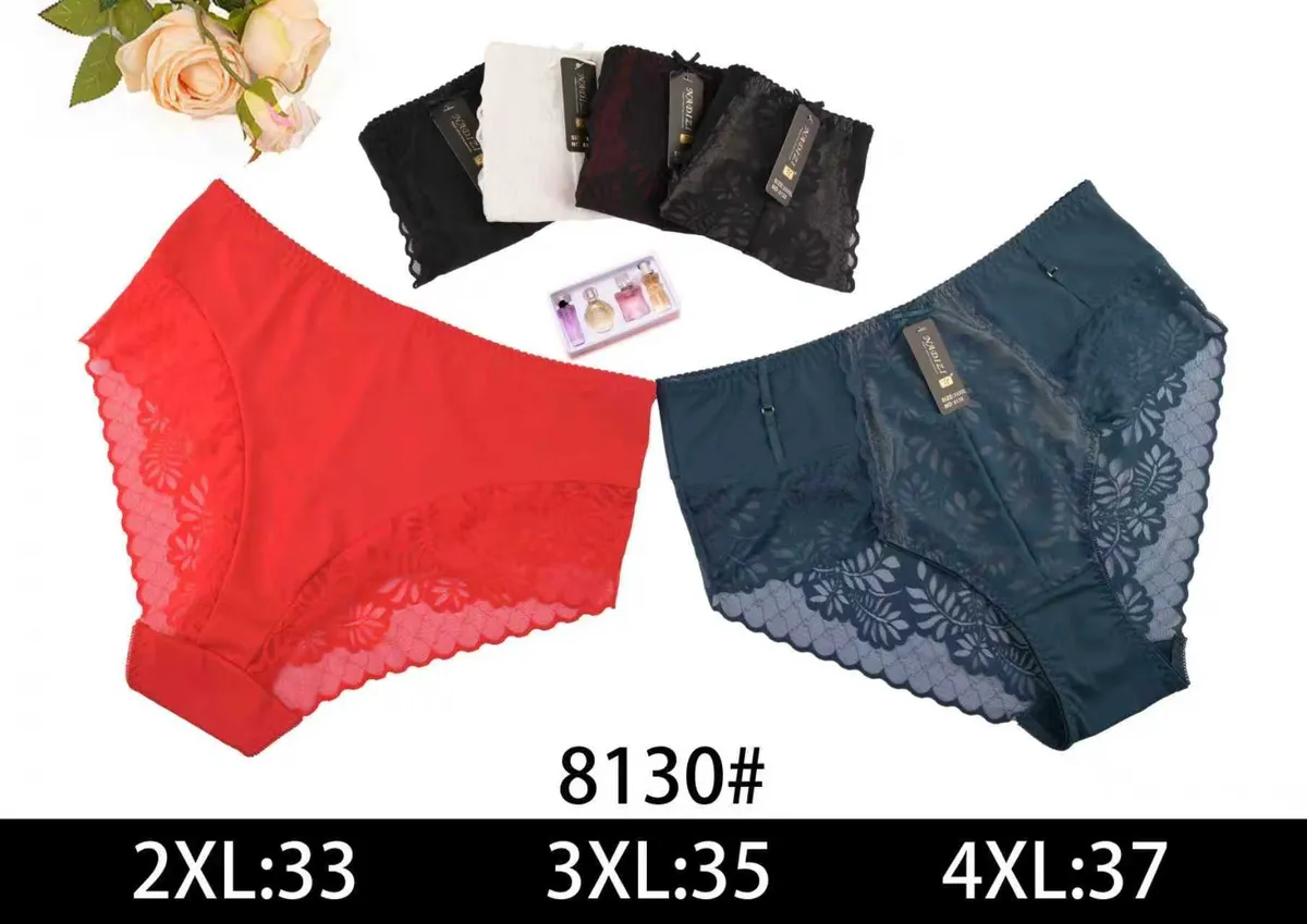 Majtki damskie koronkowe 2XL-4XL granatowe/czerwone