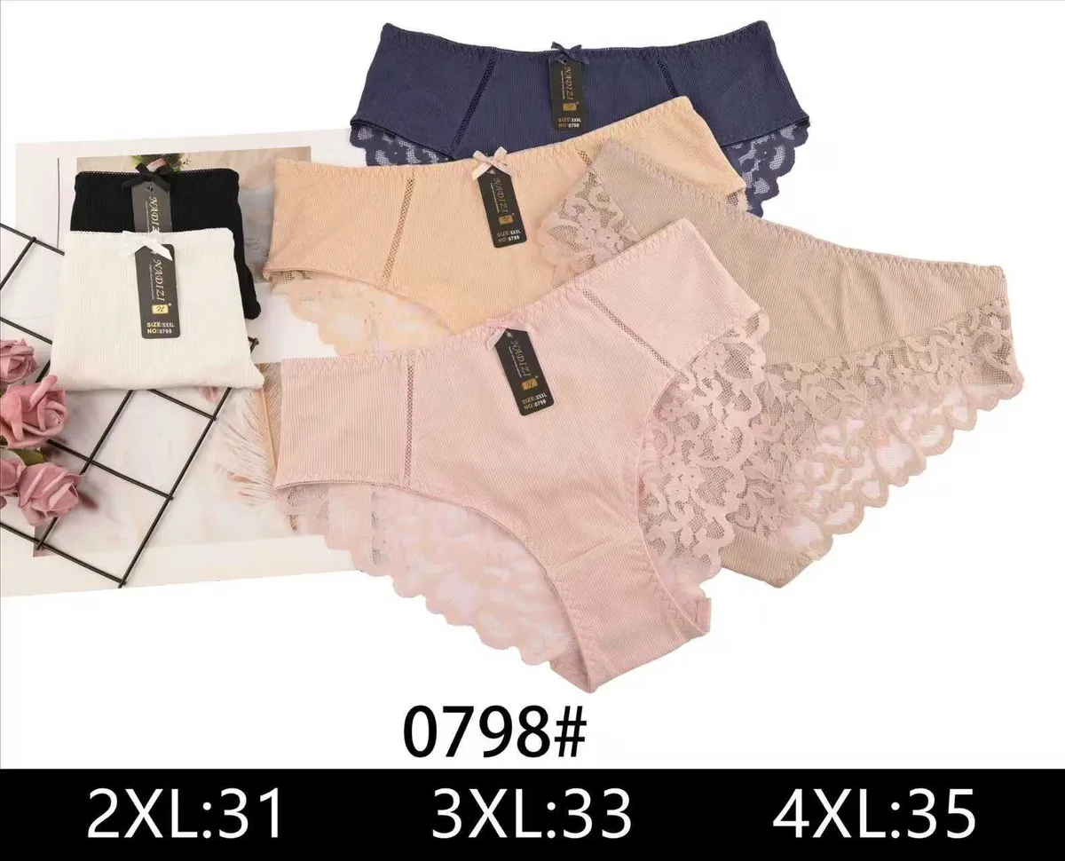 Figi damskie plus size XL-4XL z koronką beżowe/czarne