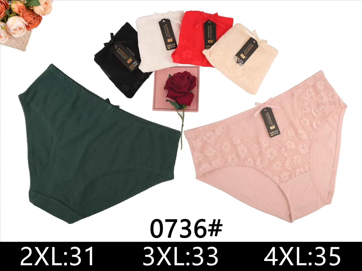 Bielizna damska majtki plus size XL-4XL koronka beżowa zielona