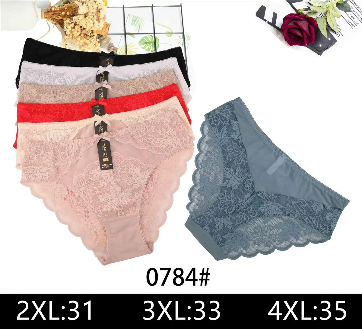 Majtki damskie koronkowe plus size 2XL-4XL wielokolorowe