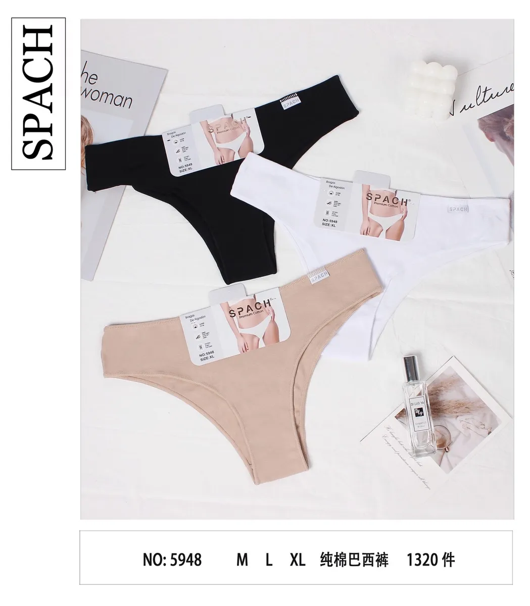 Spach damskie stringi M L XL czarny biały beżowy
