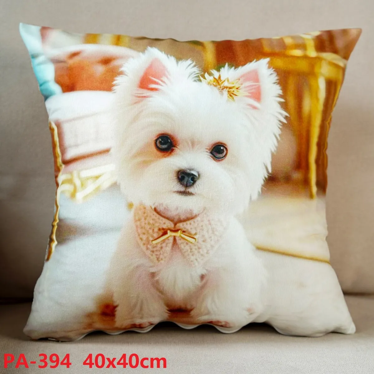 Poszewka 40x40cm z białym yorkshire terrierem PA-394