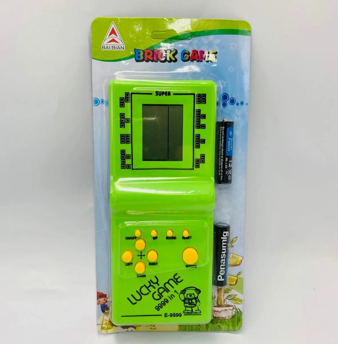 Kieszonkowa gra elektroniczna Brick Game Super Lucky 9999 zielona