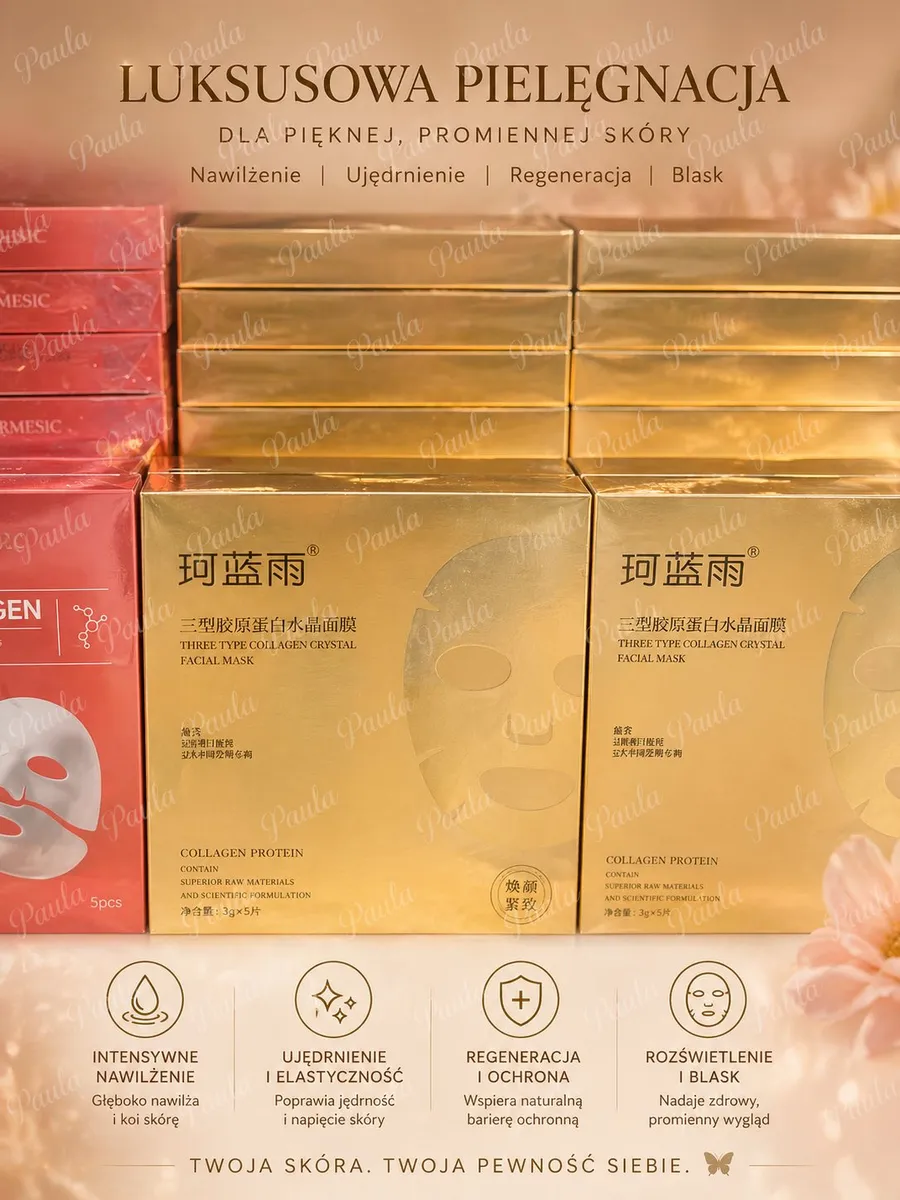 Maseczka Paula Collagen Crystal 3x5g Złota