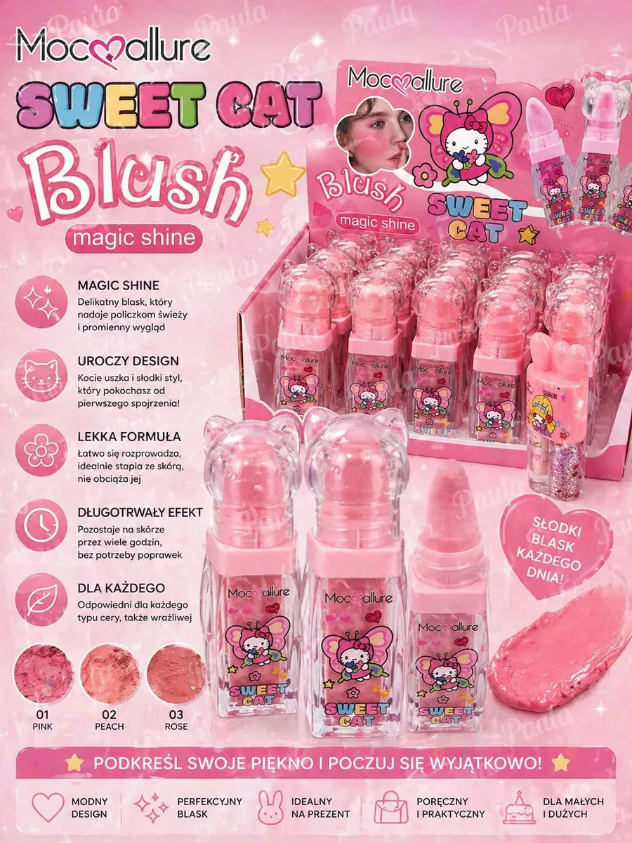 Mocpaulaure Sweet Cat Blush Magic Shine róż w sztyfcie