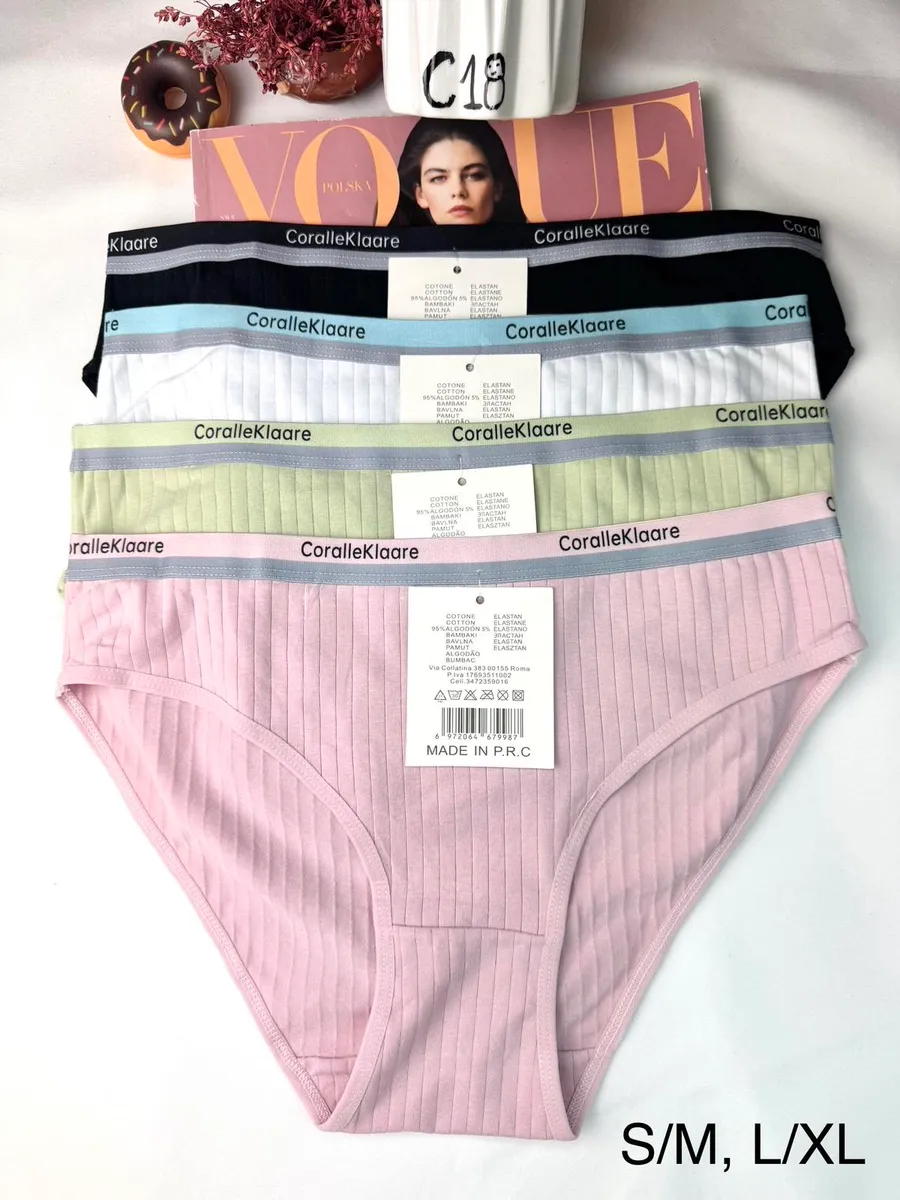 Majtki damskie Coralle Klaare różowe prążkowane S/M L/XL