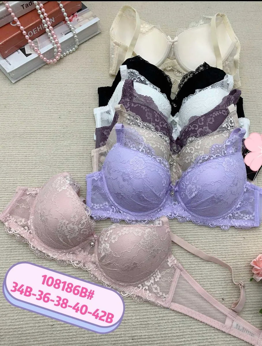 Biustonosz push-up koronkowy lawendowy 34B-42B