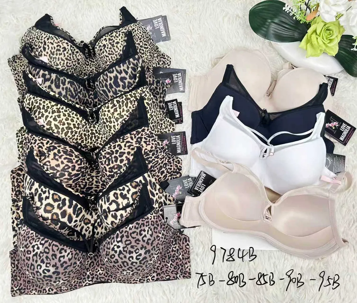 Biustonosz Lovelola bez drutu push-up wzór leopard