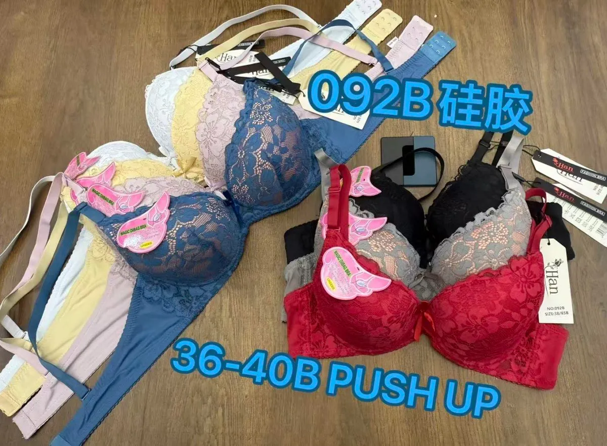 Biustonosz Push Up Koronkowy 36-40B Różowe Motyle
