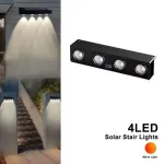 Lampa solarna ścienna 4LED czarna ciepłe światło