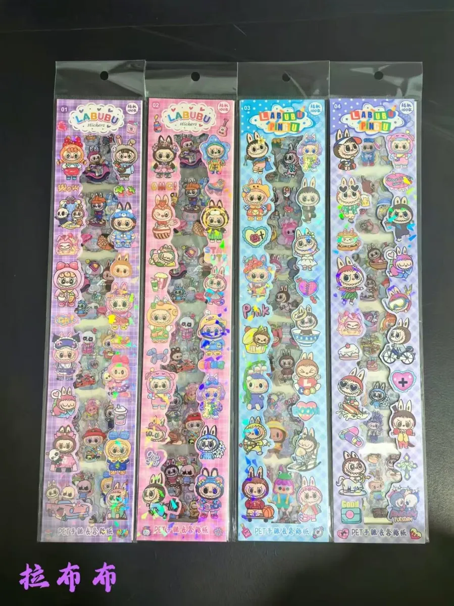 Naklejki Labubu Stickers 4 wzory 100 szt PET