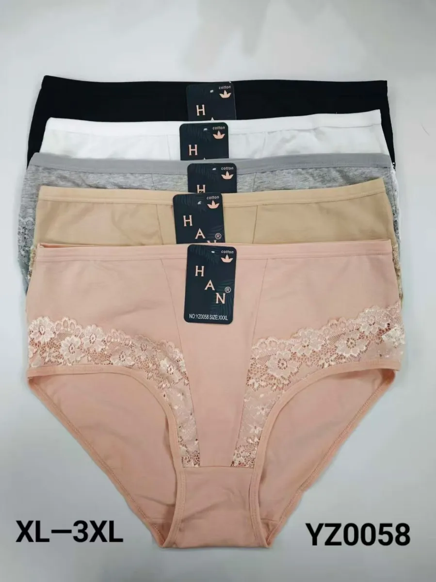 HAN Majtki damskie bawełniane XL-3XL z koronką