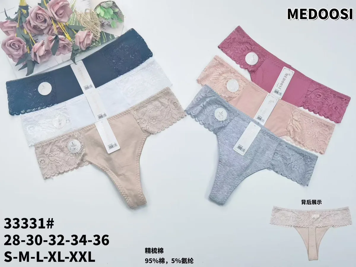 Medooos Stringi Koronkowe 95% Bawełna S-XXL Mix Kolorów