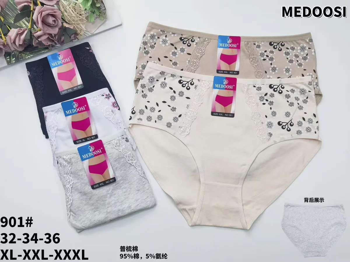Medoosi Majtki Damskie XL-XXL-XXXL Kwiatowe 95% Poliester