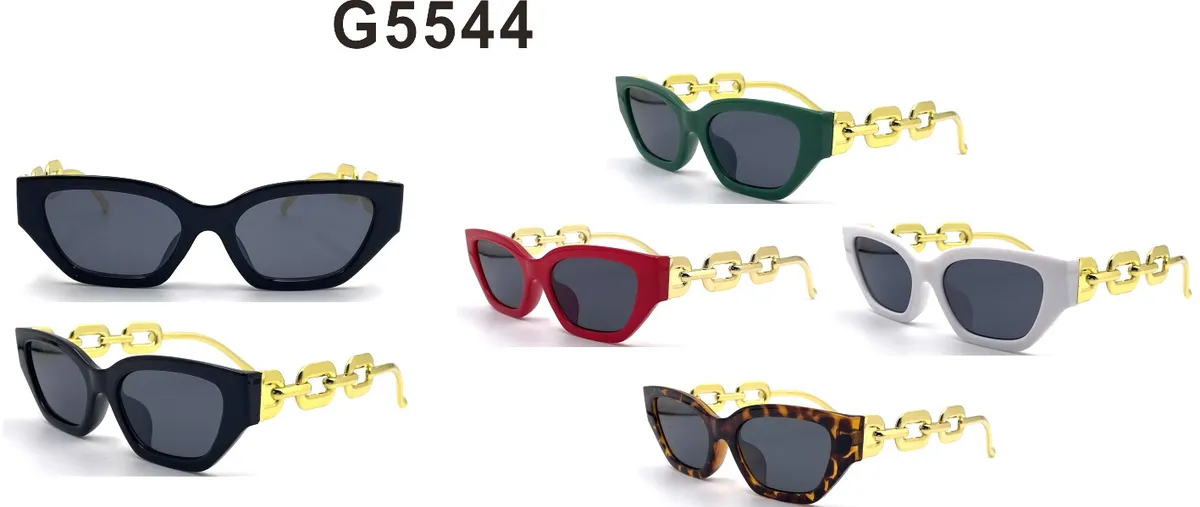 Okulary damskie G5544 z łańcuchem cat-eye multikolor