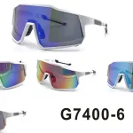 Okulary sportowe G7400 biały z niebieskimi lustrami