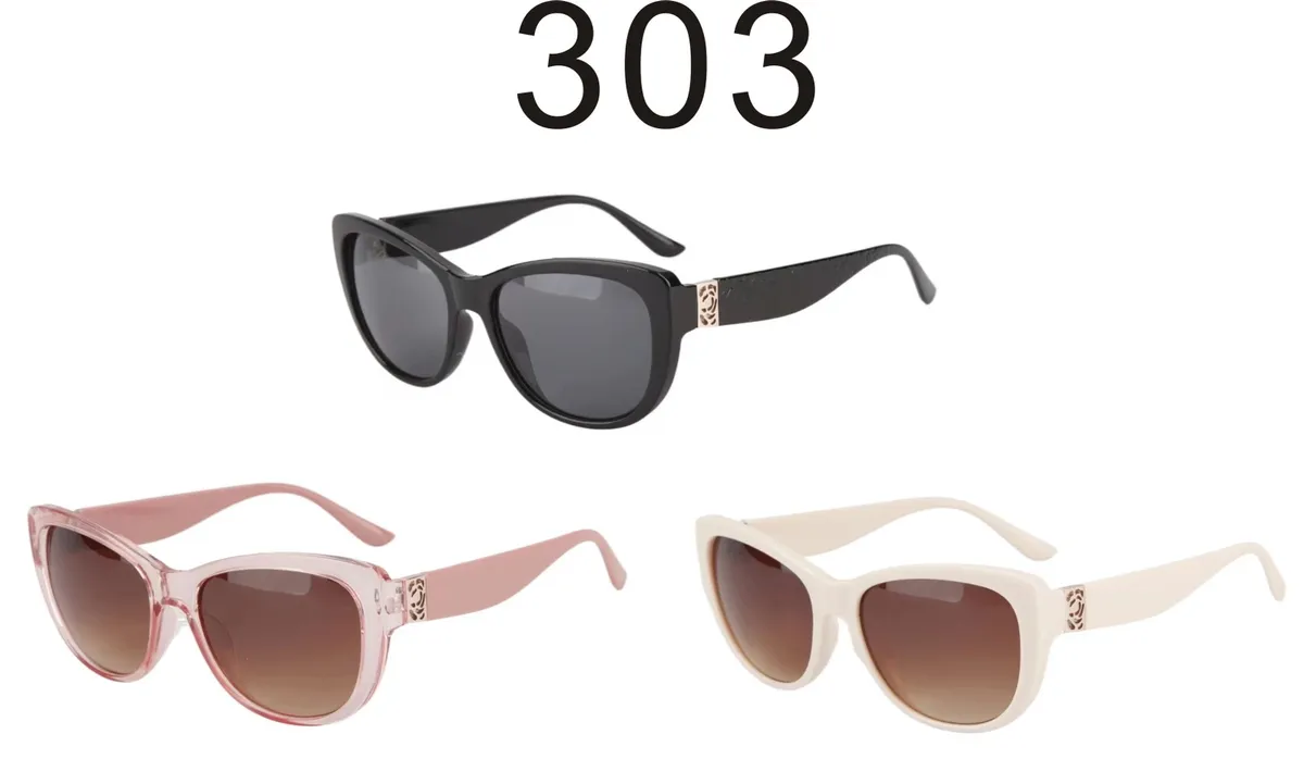 Okulary damskie cat-eye 303 czarny różowy biały
