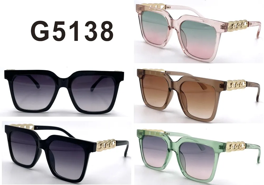 Okulary przeciwsłoneczne G5138 z łańcuchem metalowym