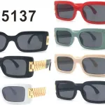 Okulary damskie G5137 kwadratowe z łańcuszkiem złoty