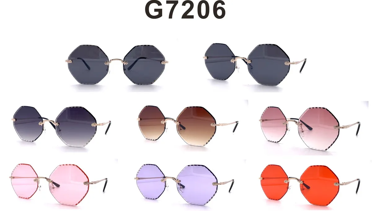 Okulary przeciwsłoneczne G7206 heksagonalne metalowe