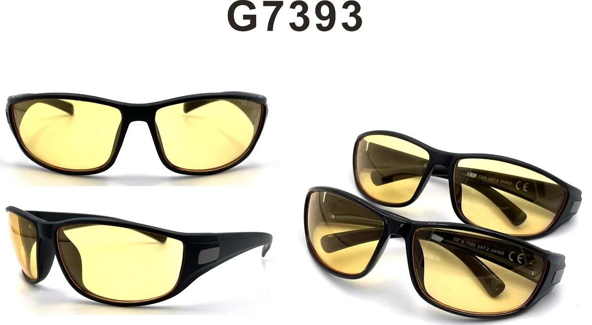 Okulary sportowe G7393 czarne z żółtymi szkłami UV400