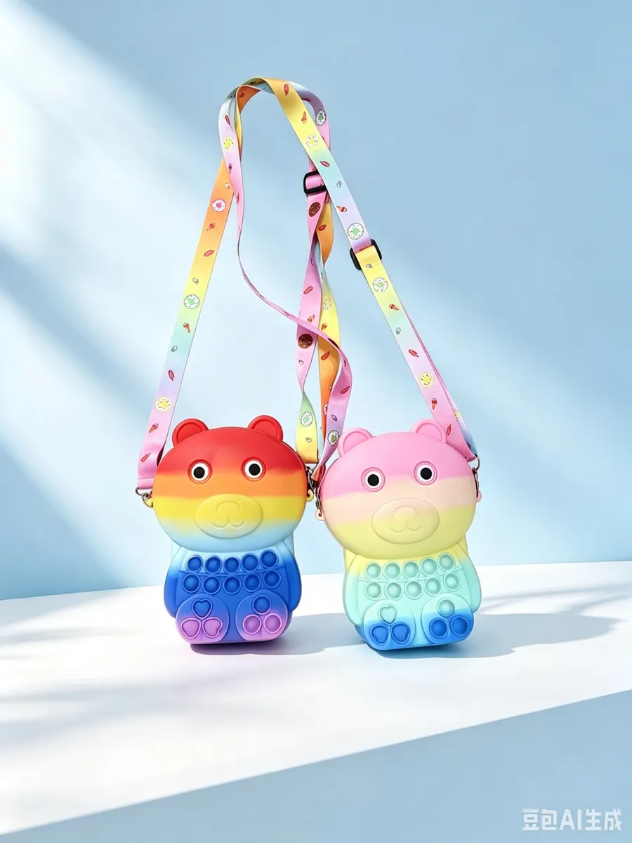 Torba Pop It Miś Tęczowy z Regulowanym Paskiem